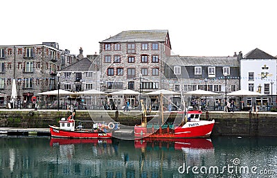 The quay side at Sutton Harbour, Plymouth, UK Editorial Stock Photo