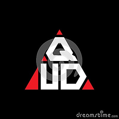 QUC triangle letter logo design with triangle shape. QUC triangle logo design monogram. QUC triangle vector logo template with red Vector Illustration