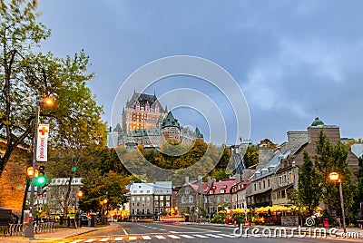 Stunning view of Old Quebec City and Frontenac Castle in autumn season, Quebec, Canada Editorial Stock Photo
