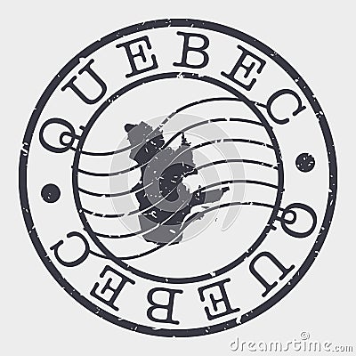 Quebec Canada Stamp Postal. A Map Silhouette Seal. Passport Round Design. Vector Icon Design Retro Travel. Vector Illustration
