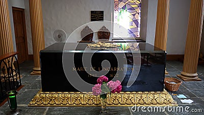 Grave of Marie of the Incarnation was an Ursuline nun of the French order. Editorial Stock Photo