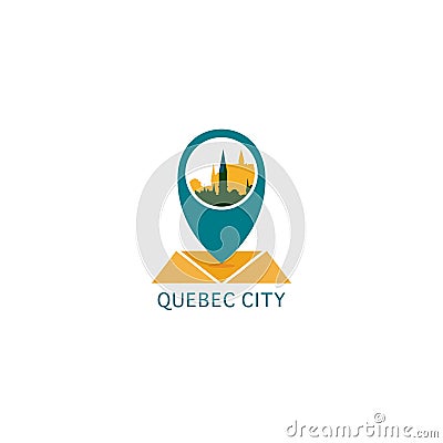 Quebec city map pin point vector logo Vector Illustration