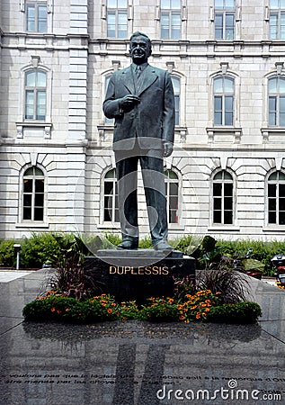 Statue tribute to the nationalism of Maurice Duplessis Editorial Stock Photo