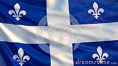 Quebec flag. Waving flag of Quebec province, Canada Stock Photo