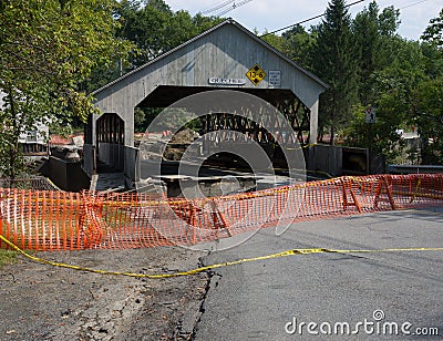 Quechee Covered Bridge after Irene Editorial Stock Photo