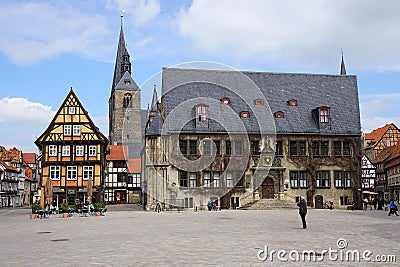 Quedlinburg market square with city hall Editorial Stock Photo