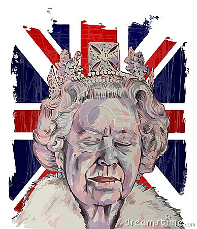 Queen Elizabeth II United Kingdom Vector Illustration poster template Editorial Stock Photo