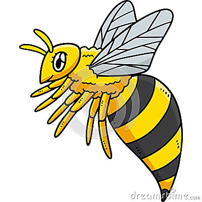 Queen Bee Cartoon Colored Clipart Illustration Vector Illustration