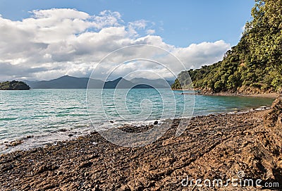 Queen Charlotte Sound in Marlborough Sounds, New Zealand Stock Photo