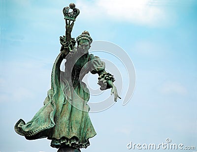 Queen Charlotte Statue Green Patina Stock Photo