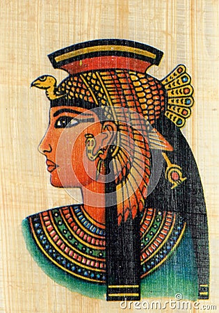 Queen Cleopatra on Papyrus Stock Photo