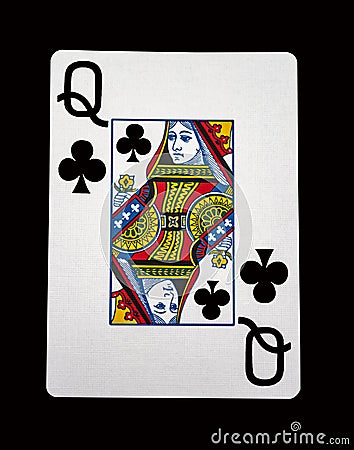 Queen of clubs card with clipping path Stock Photo