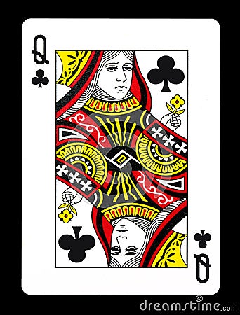 Queen of clubs playing card, Stock Photo