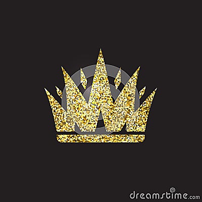 Queen crown, royal gold headdress. King golden accessory. Isolated vector illustrations. Elite class symbol on black Vector Illustration