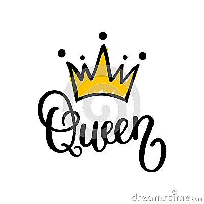 Queen crown vector calligraphy design Vector Illustration