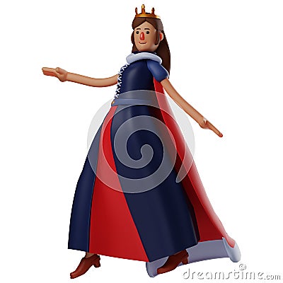 Queen 3D Character funny walking poses Stock Photo