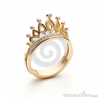 Queen Diamond Ring - High-key Lighting, Gold Crown Inspired Design Stock Photo