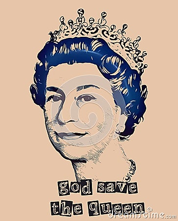 Queen Elizabeth II United Kingdom Vector Illustration poster template Editorial Stock Photo