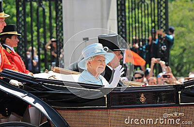 Queen Elizabeth & Prince Philip London June 2017- Trooping the Colour Prince Georges first appearance on Balcon Editorial Stock Photo