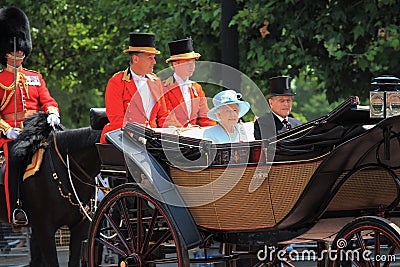 Queen Elizabeth & Royal Family, Buckingham Palace, London June 2017- Trooping the Colour Prince Phillip and Queen Elizabeth, June Editorial Stock Photo