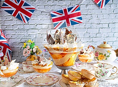 Queen Elizabeths platinum Jubilee pudding jubilee trifle Stock Photo
