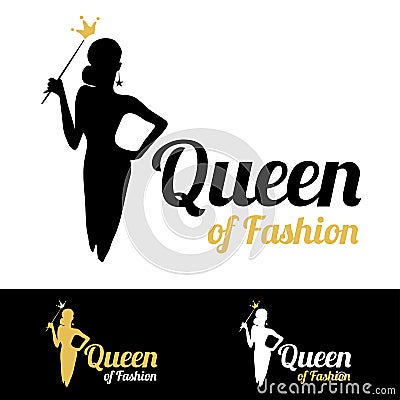Queen of Fashion logo design. Vector Illustration