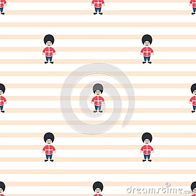 Queen guardsman cute seamless striped vector pattern. Vector Illustration