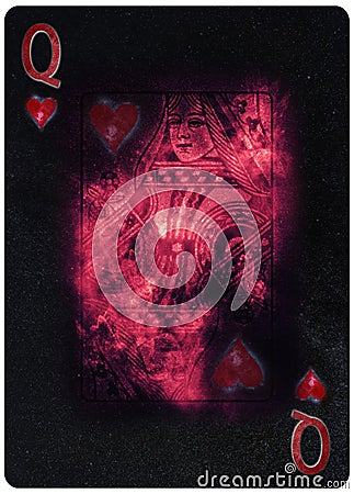 Queen of Hearts playing card Abstract Background Stock Photo