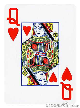 Queen of Hearts playing card - isolated on white Stock Photo