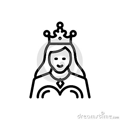 Black line icon for Queen, highness and crown Vector Illustration