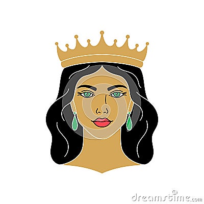 Queen icon in simple linear style Vector Illustration