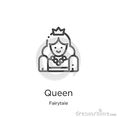 queen icon vector from fairytale collection. Thin line queen outline icon vector illustration. Outline, thin line queen icon for Vector Illustration