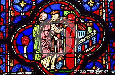 Queen Jerusalem Stained Glass Sainte Chapelle Paris France Stock Photo