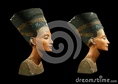 Queen Nefertiti Isolated on Black Editorial Stock Photo