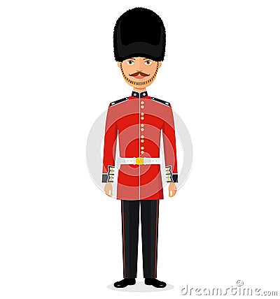 Queen`s Guard Illustration vector man in traditional uniform british soldier Vector Illustration