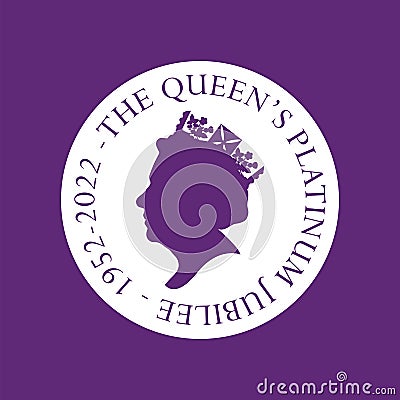 The Queen's Platinum Jubilee celebration background with side profile of Queen Elizabeth Vector Illustration