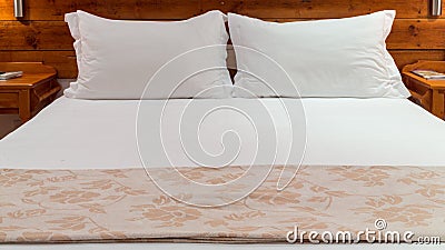 Queen sized bed Stock Photo