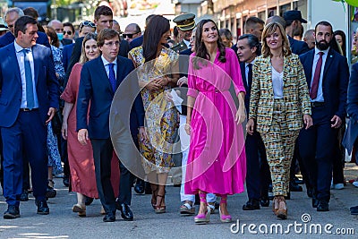 Madrid, Spain 27, 2022: The Queen of Spain, DoÃ±a Leticia inaugurates the Book Fair in the Retiro Park in Madrid. Editorial Stock Photo