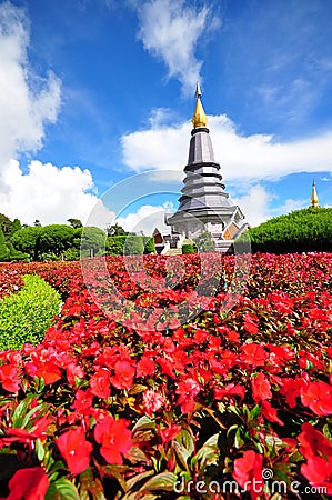 Queen stupa at the peak of Doi Inthanon Stock Photo