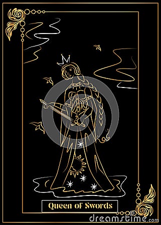 Queen of Swords Vector Illustration