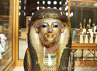 Queen Tuya golden statue in the egyptian museum in cairo in egypt Editorial Stock Photo