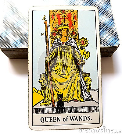 Queen of Wands Tarot Card Stock Photo