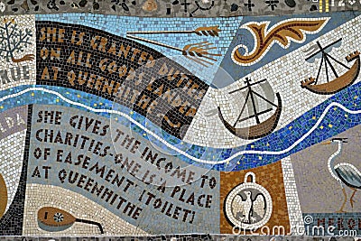 Queenhithe Mosaic along the North Bank of the Thames. Stock Photo