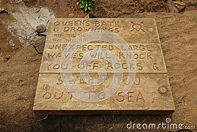 Queens Bath Drownings Tally on Wood Sign Editorial Stock Photo