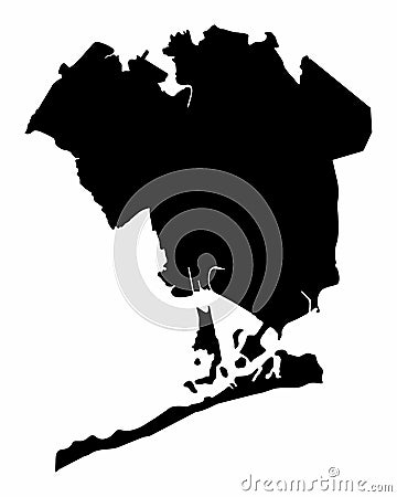 Queens borough map silhouette Vector Illustration