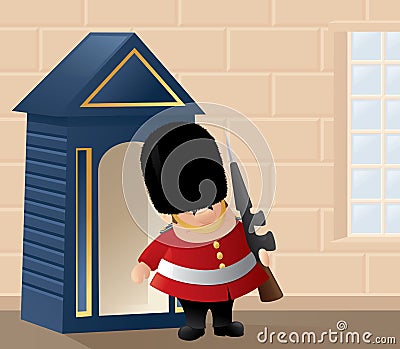 Queens Guard in Action Vector Illustration