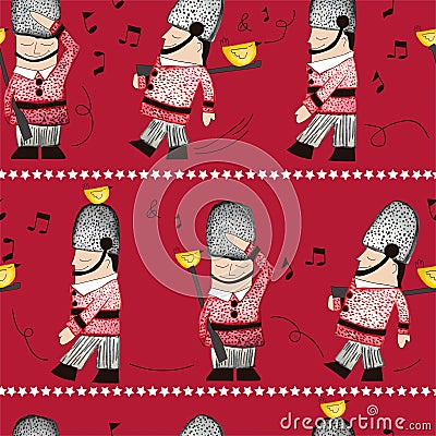 QUEENS GUARD SEAMLESS REPEAT PATTERN TILE Cartoon Illustration