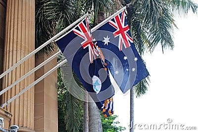 Queensland and Australia flag Editorial Stock Photo