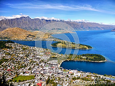 New Zealand, Queenstown, Wakatipu Lake Mountains Stock Photo