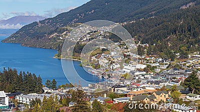 Queenstown downtown aerial view, New Zealand Stock Photo